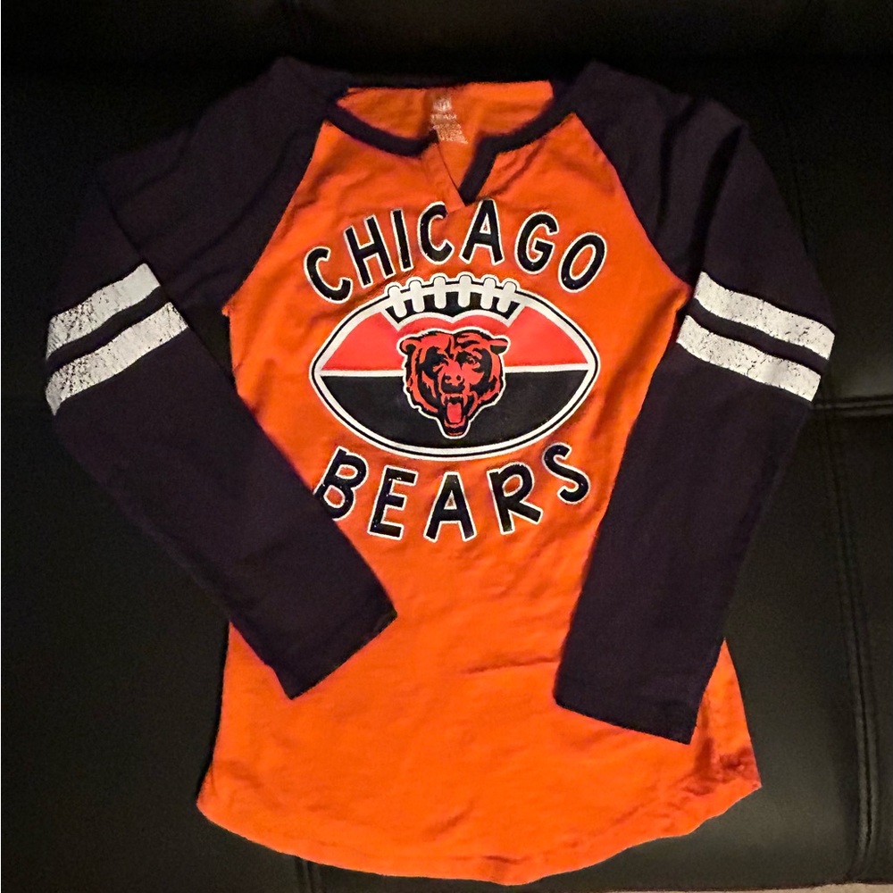 NFL Chicago Bears Kids Orange and Navy  Long Sleeve Tee